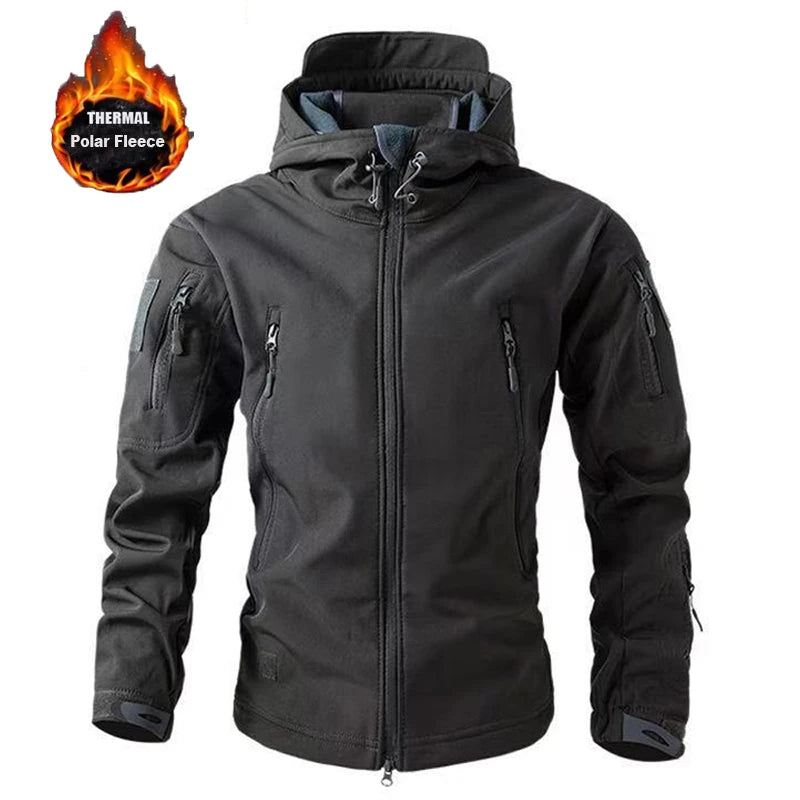 Men's Hooded Softshell Jacket – Multi-Pocket Outdoor Layer