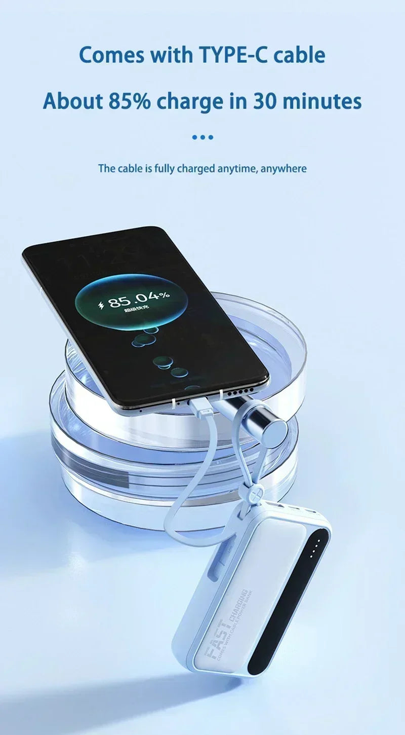 VIVO 500000mAh Power Bank – Built-in 4 Cables Super Fast Charging Portable External Battery 2026