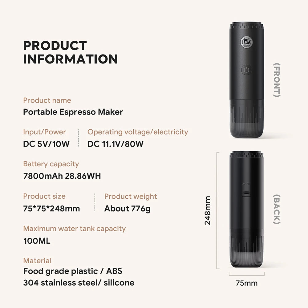 Espresso on the Go — 2-in-1 Portable Capsule & Powder Coffee Maker | USB-Powered, Nespresso & Dolce Gusto Compatible