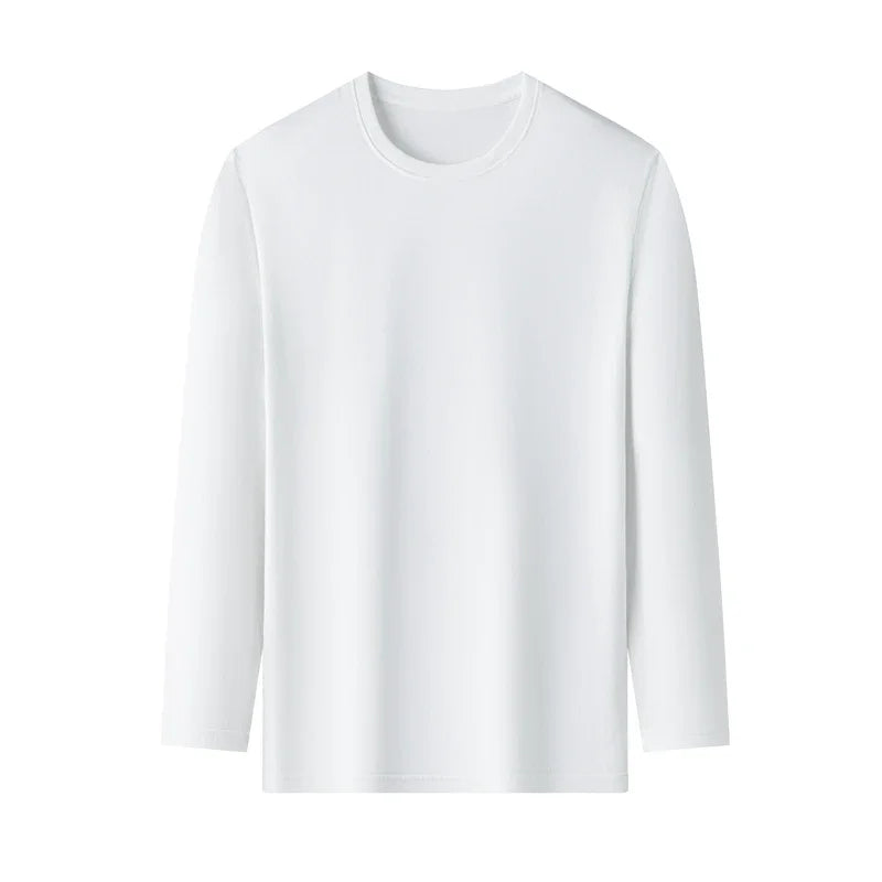 Men's Solid Color Round Neck Cotton Long Sleeve Tee — Everyday Essential