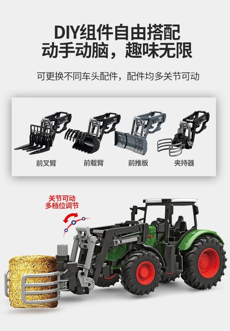 Farm Tractor Toy with Trailer & Accessories – Simulation Farmer Vehicle Set for Kids