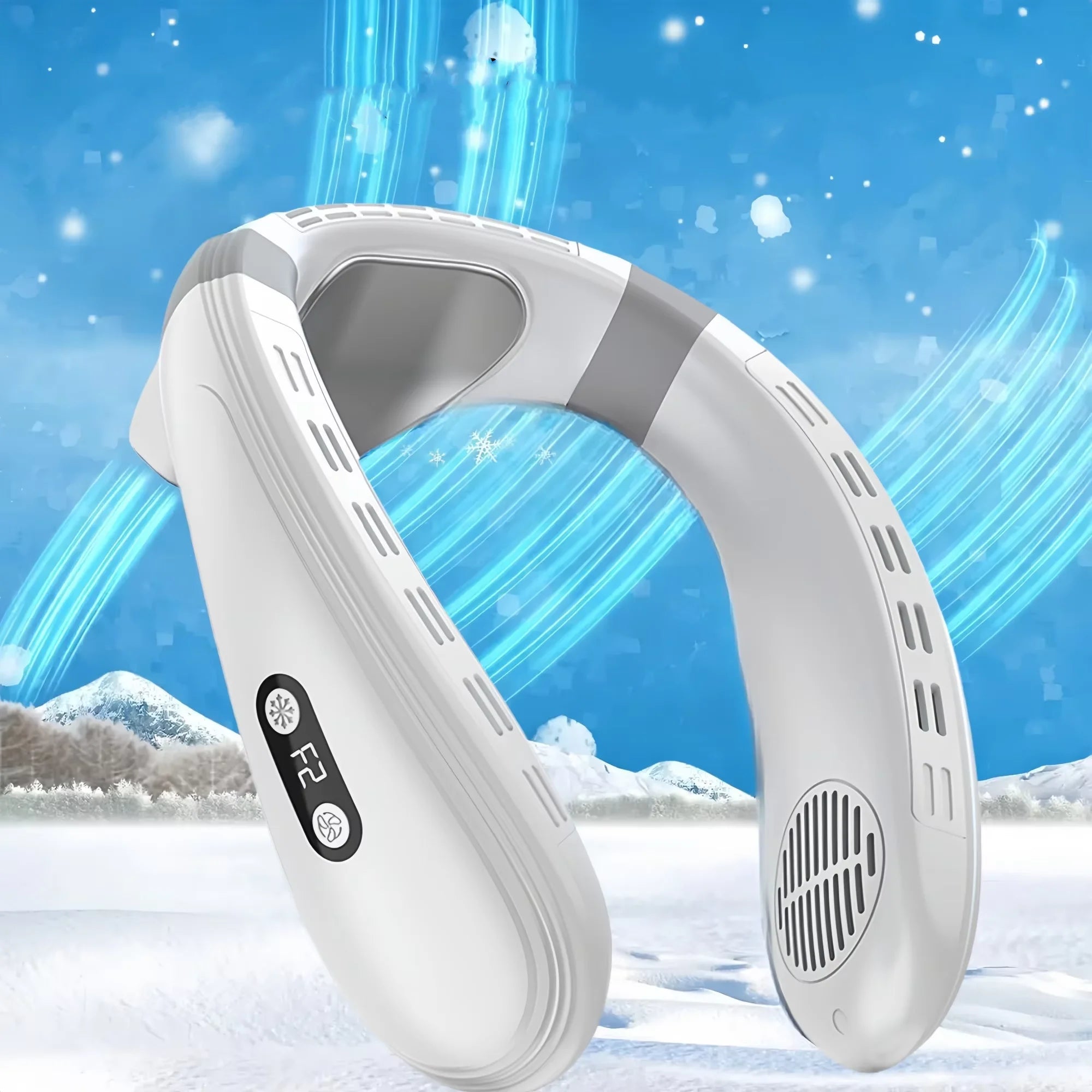 Portable Neck Fan 5200mAh — Rechargeable Semiconductor Cooling Wearable Neck Air Conditioner