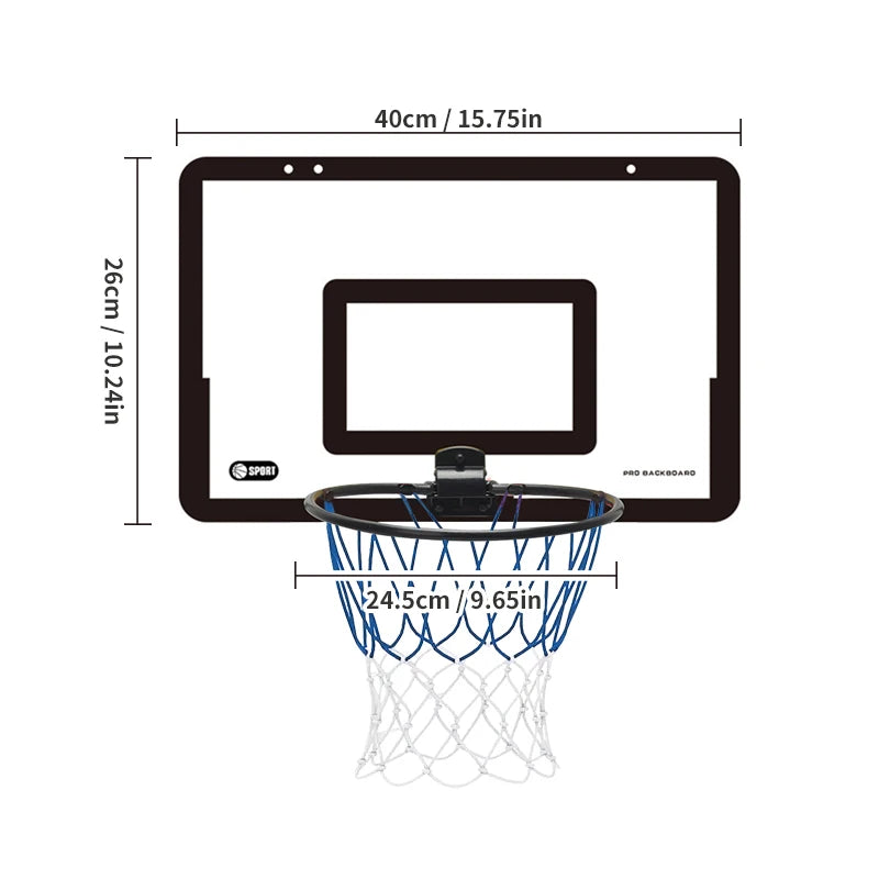 Kids Wall-Mounted Foldable Basketball Stand – Silent, No-Drill Indoor & Outdoor Activity Hoop with Basketball