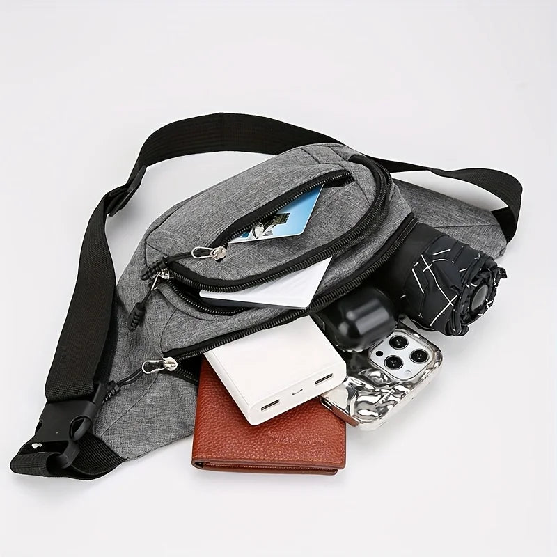 Adjustable Multi-Pocket Waist Bag – Commuter Shoulder Strap Travel Bag for Outdoor Sports