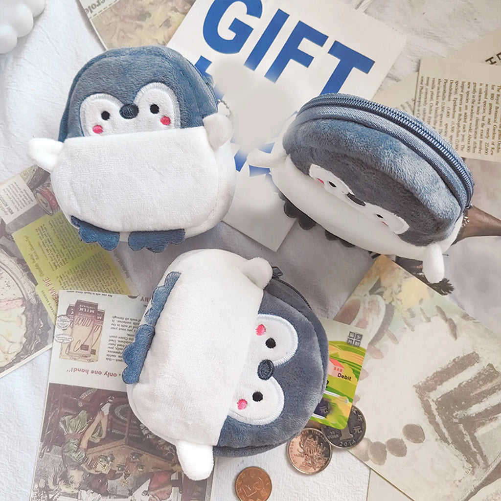 Cute Plush Penguin Coin Purse – Mini Zipper Pouch Keychain for Lipstick, Keys & Money