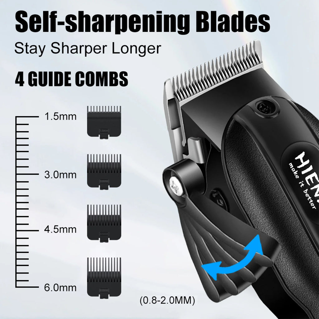 HYN-222 Professional Hair Clipper – Rechargeable, Stainless Steel Blade, 180-Min Battery, Washable Head