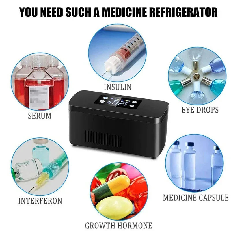 Portable Insulin & Hormone Medication Cooler – Mini Medicine Fridge for Home, Travel & Car
