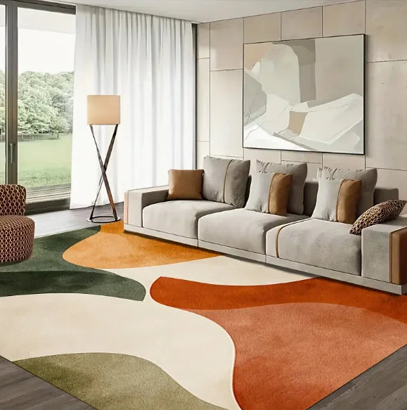 Modern Printed Floor Mat – Soft Lines Design, Living Room, Bedroom, Kitchen, Terrace & Office