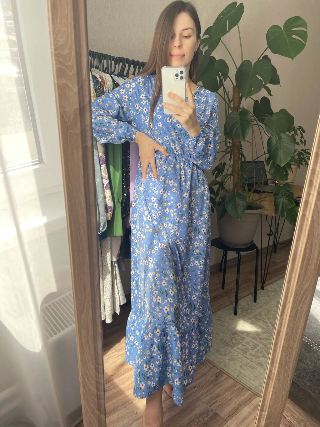 Women Long Dresses Spring Summer Casual Full Sleeve Floral geometry Printed O neck Woman Bohe Beach Party Dress Mujer Vestidos