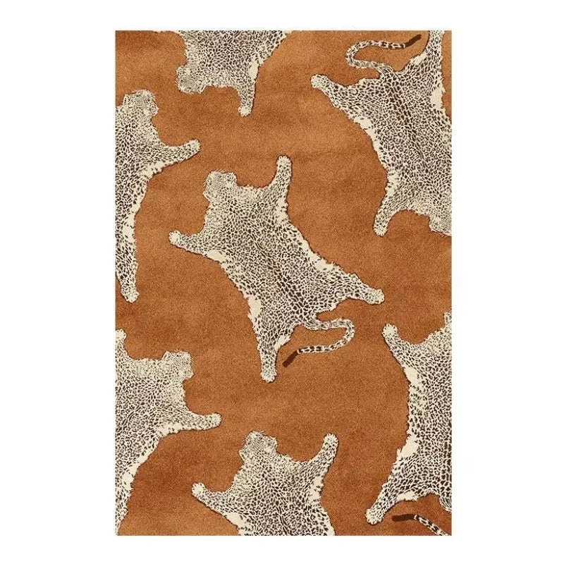 Leopard Print Plush Lounge Rug – Light Luxury Non-Slip Flannel Carpet for Living Room & Bedroom