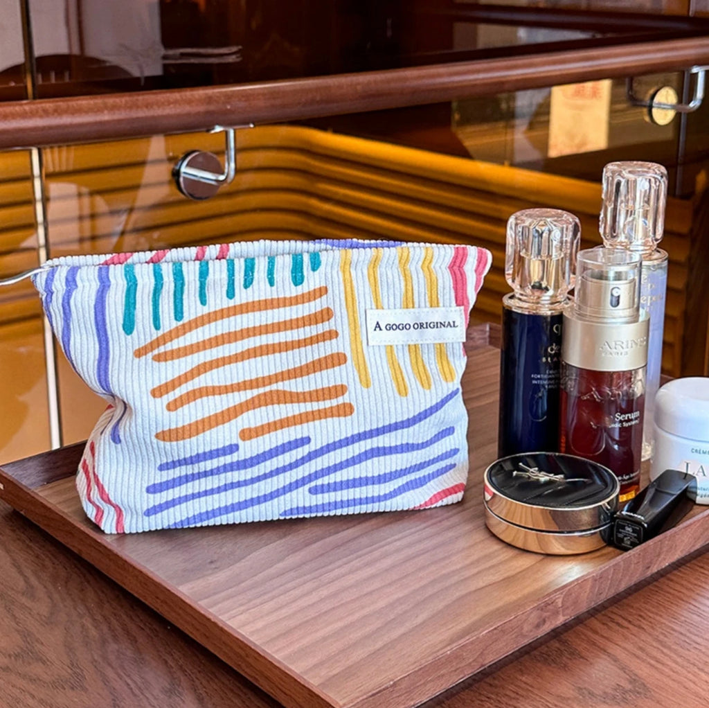 Large Capacity Corduroy Travel Cosmetic Bag
