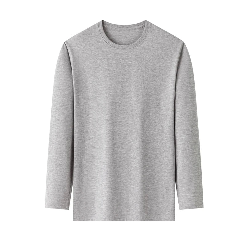 Men's Solid Color Round Neck Cotton Long Sleeve Tee — Everyday Essential