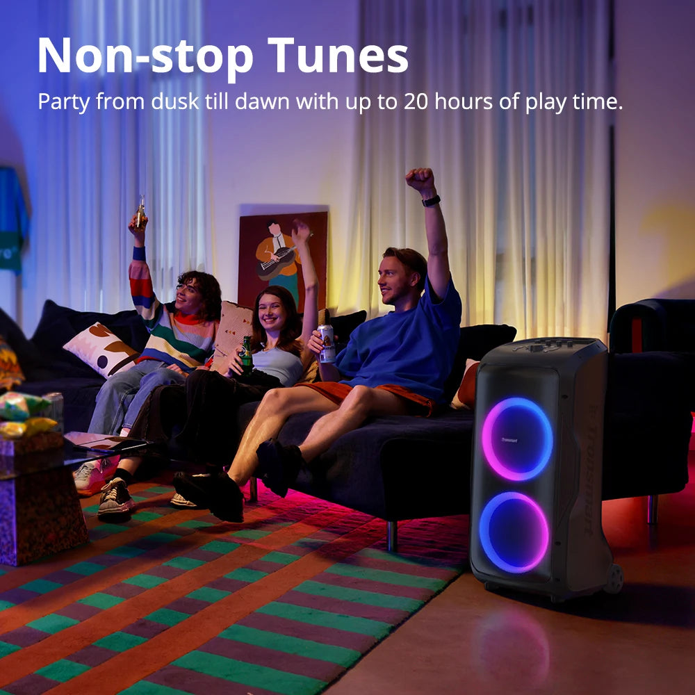 Tronsmart Halo 300 Party Speaker 240W — Bluetooth 5.3, 20H Battery, Mic/Guitar/XLR Input, Light Show