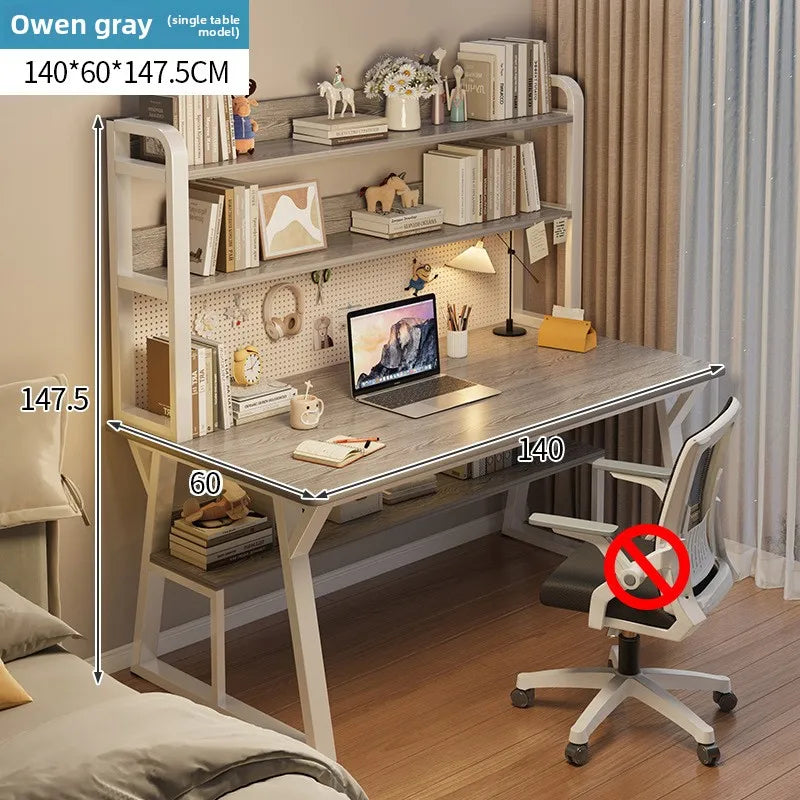 Computer Desk with Integrated Bookshelf — Simple Wood Writing Desk for Small Apartments, Multiple Sizes & Finishes