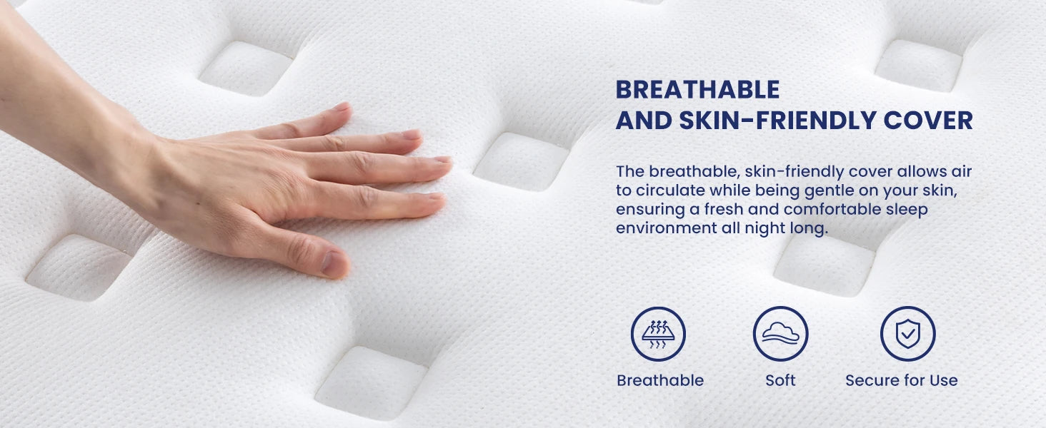 BedStory 12 Inch Hybrid Gel Memory Foam Mattress — Breathable Fabric, Queen, Full & King Sizes for Comfortable Sleep