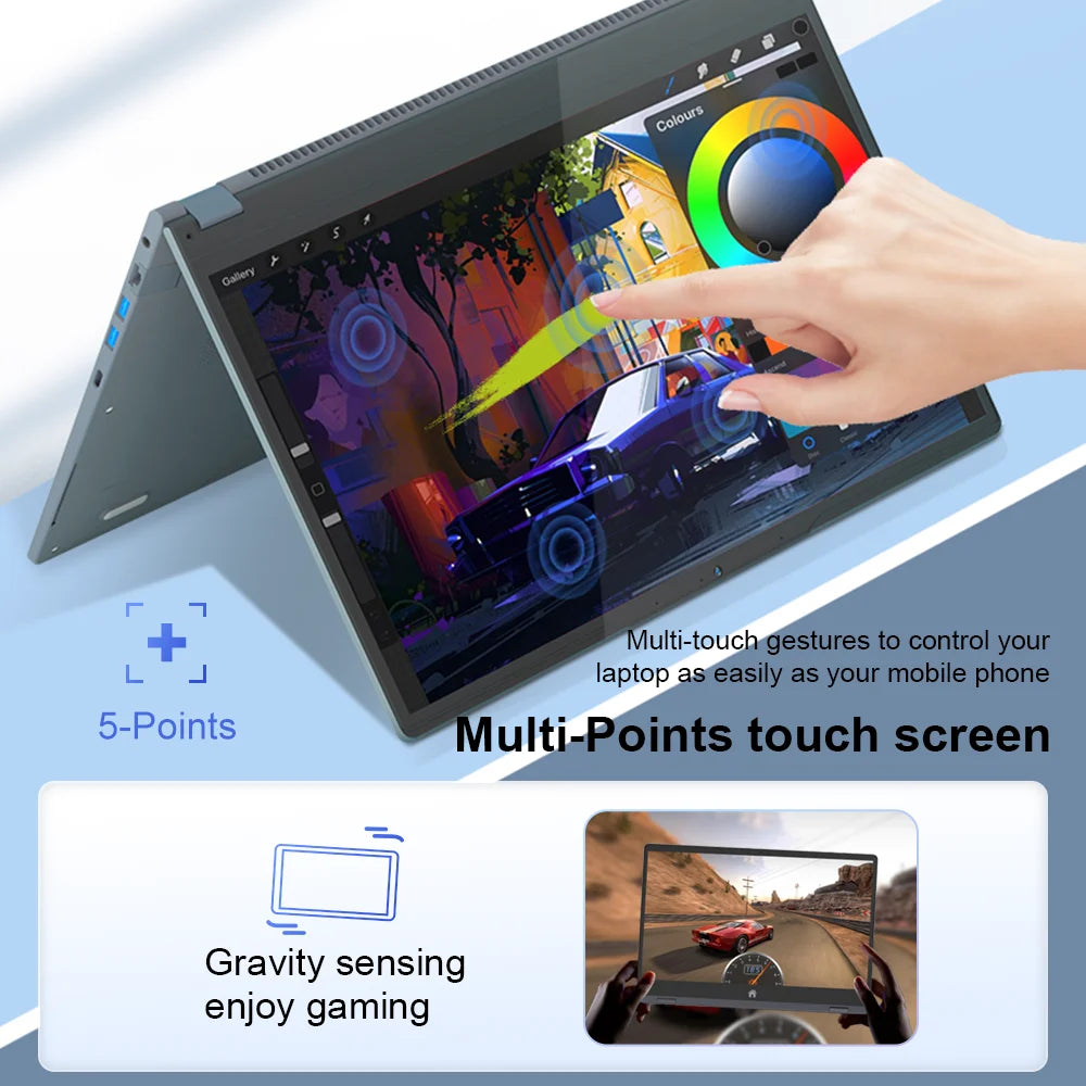 Ninkear YBOOK15 360° 2-in-1 Laptop – 15.6" FHD IPS Touch, AMD Ryzen 3 3200U, Up to 16GB DDR4, 512GB SSD, Windows 11 Pro