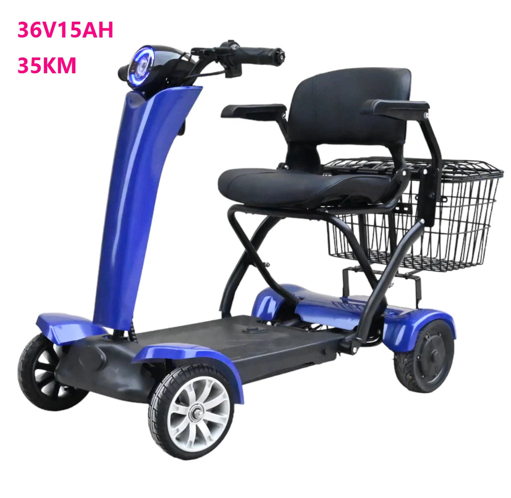 Foldable 4-Wheel Mobility Scooter – 250W Dual Motor, 20–50 km Range