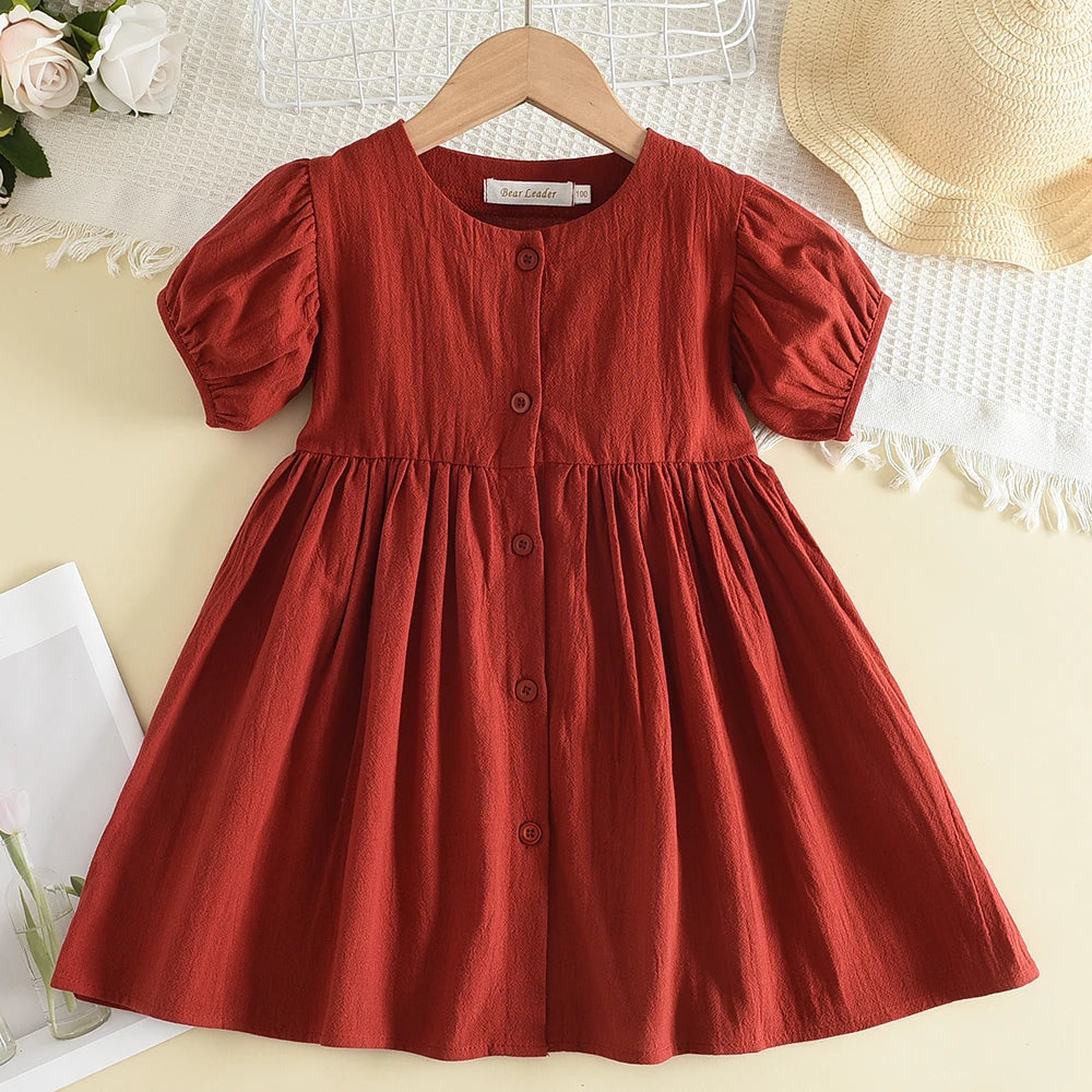 Floral Print Korean Girls Casual Dress — Summer Princess Dress for Children