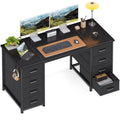 48" White Computer Desk with 8 Fabric Drawers — Large Storage Home Office, Study & Gaming Desk