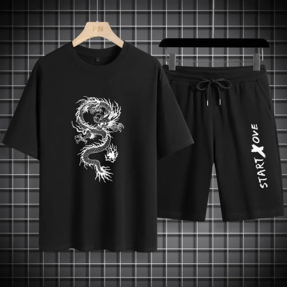 Men's 2-Piece Eagle Print Sport T-Shirt Set — Matching Athletic Top & Shorts