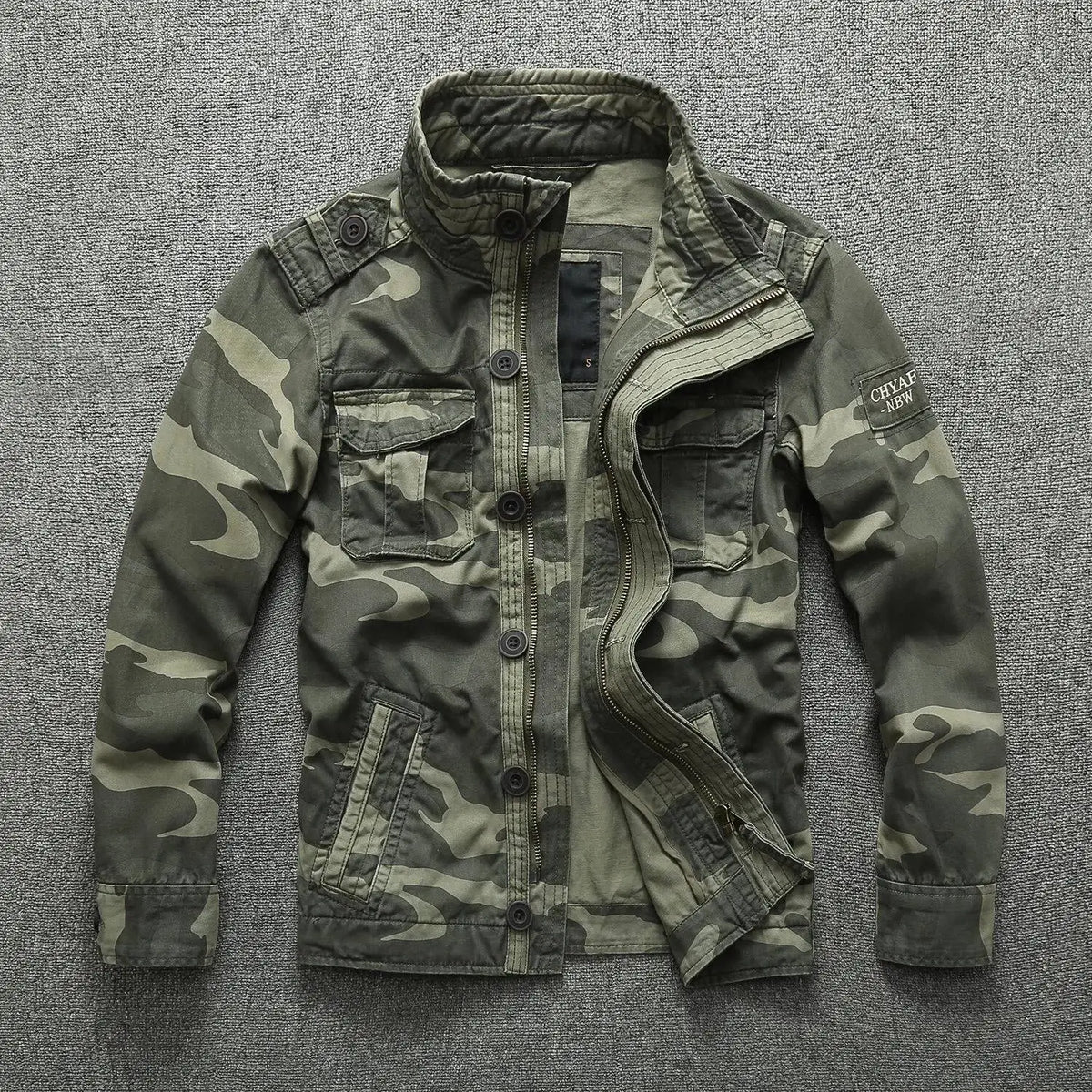 Men's Camouflage Cotton Work Jacket – Stand Collar