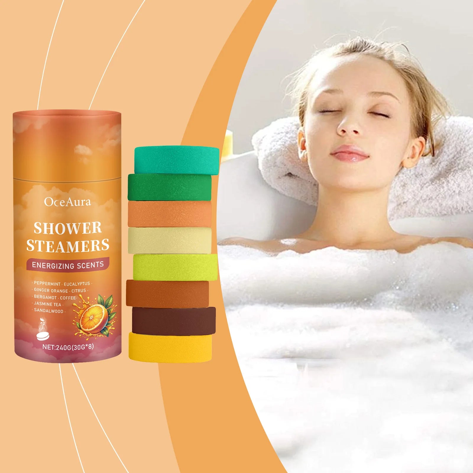 OceAura Aromatherapy Shower Steamers – Stress Relief, Sleep Aid & Deep Cleansing Shower Tablets, 240g