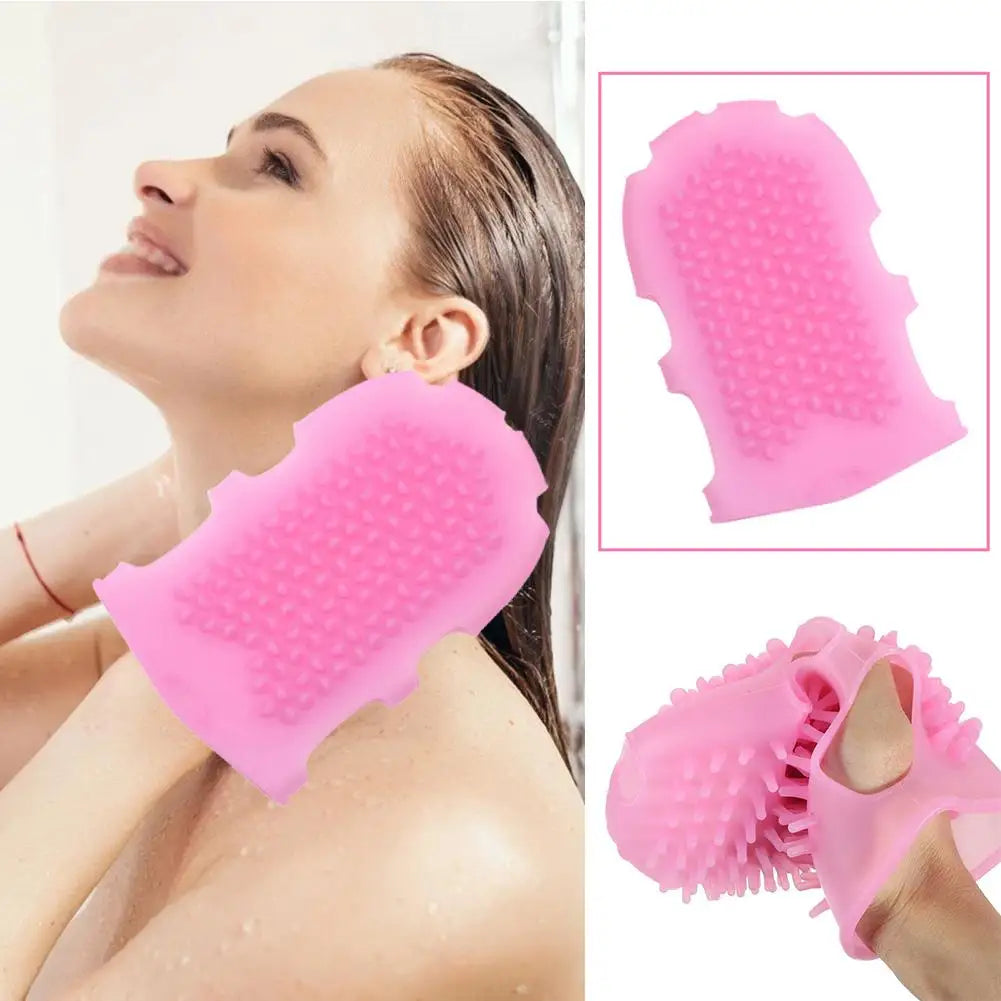 Silicone Shower Glove Massage Bath Brush – Exfoliating Body Scrubber & Skin Cleanser