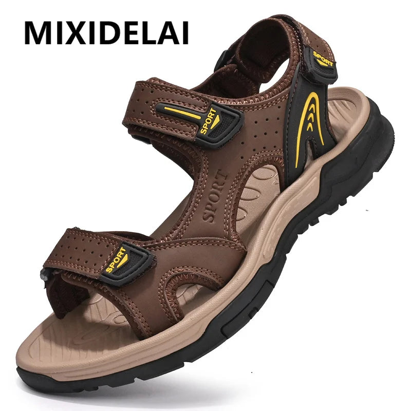 Men's Casual Leather Beach Sandals – Lightweight Gladiator Style