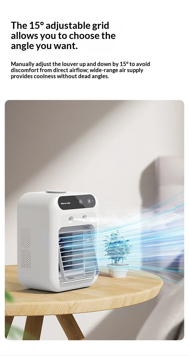Portable Spray Air Cooler — Desktop Evaporative Humidifier Fan & Mobile Air Conditioner for Home & Dorm