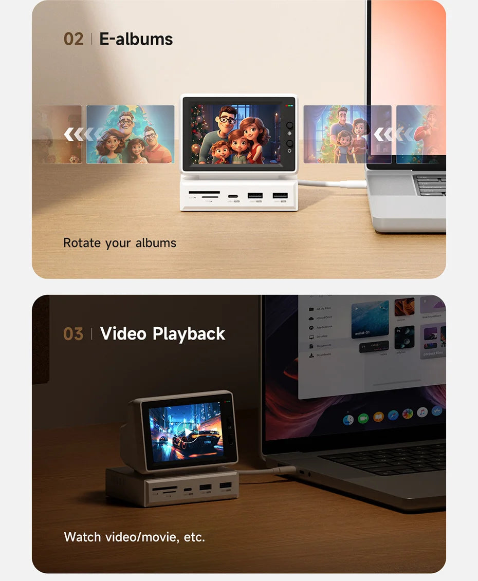 Hagibis 3.5-Inch IPS Mini Display & USB-C Hub