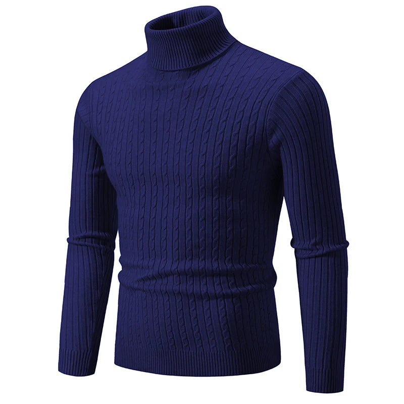 Men's High Neck Turtleneck Knit Sweater — Classic Winter Knitwear