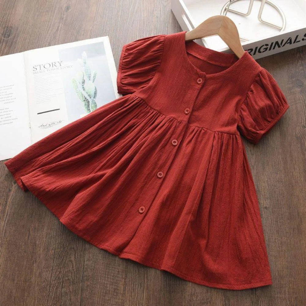 Floral Print Korean Girls Casual Dress — Summer Princess Dress for Children