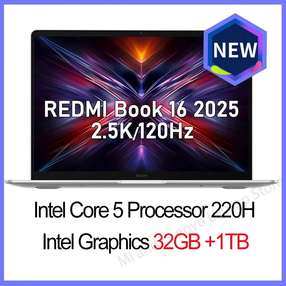 Xiaomi Redmi Book 16 2025 – Intel Core 5-220H, 16GB/32GB DDR5, 512GB/1TB SSD, 16" 2.5K 120Hz, Win11