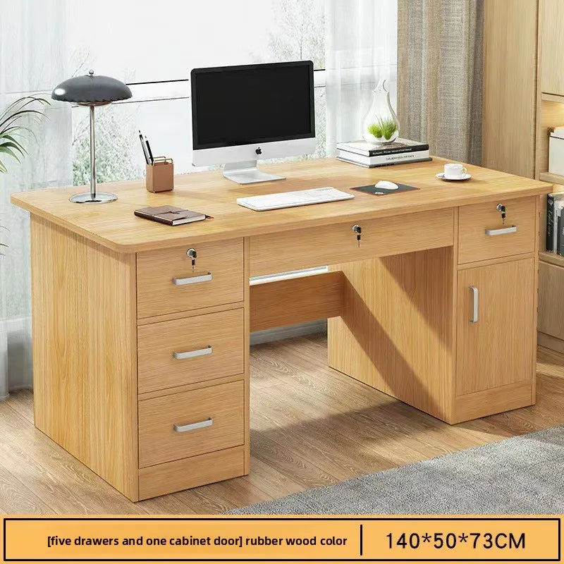Modern Minimalist Writing & Computer Desk — Durable Wood Office Desk in Oak & Dark Walnut