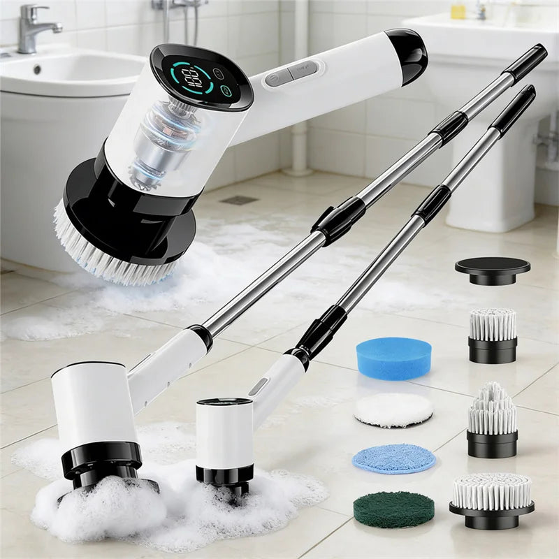 Cordless Electric Cleaning Brush – 7-Piece Spin Scrubber Kit for Bathroom, Kitchen & Shower