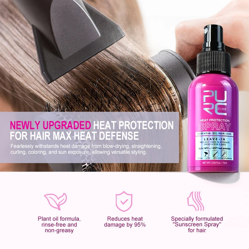 PURC Argan Oil Heat Protection Spray Smoothing Prevent Frizz Dry Hair Treatment Professional Hair Care Products