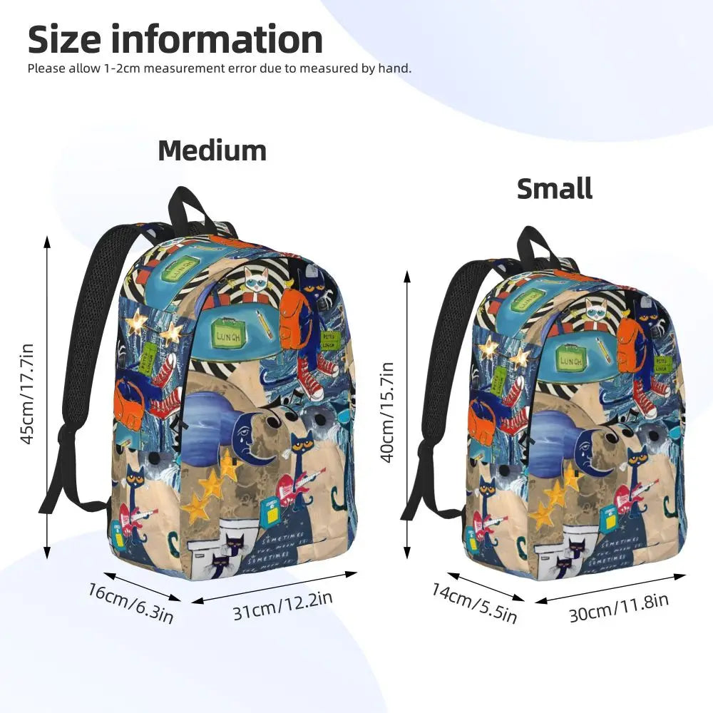 Pete the Cat Canvas Backpack – Cartoon Laptop Daypack for School & Travel