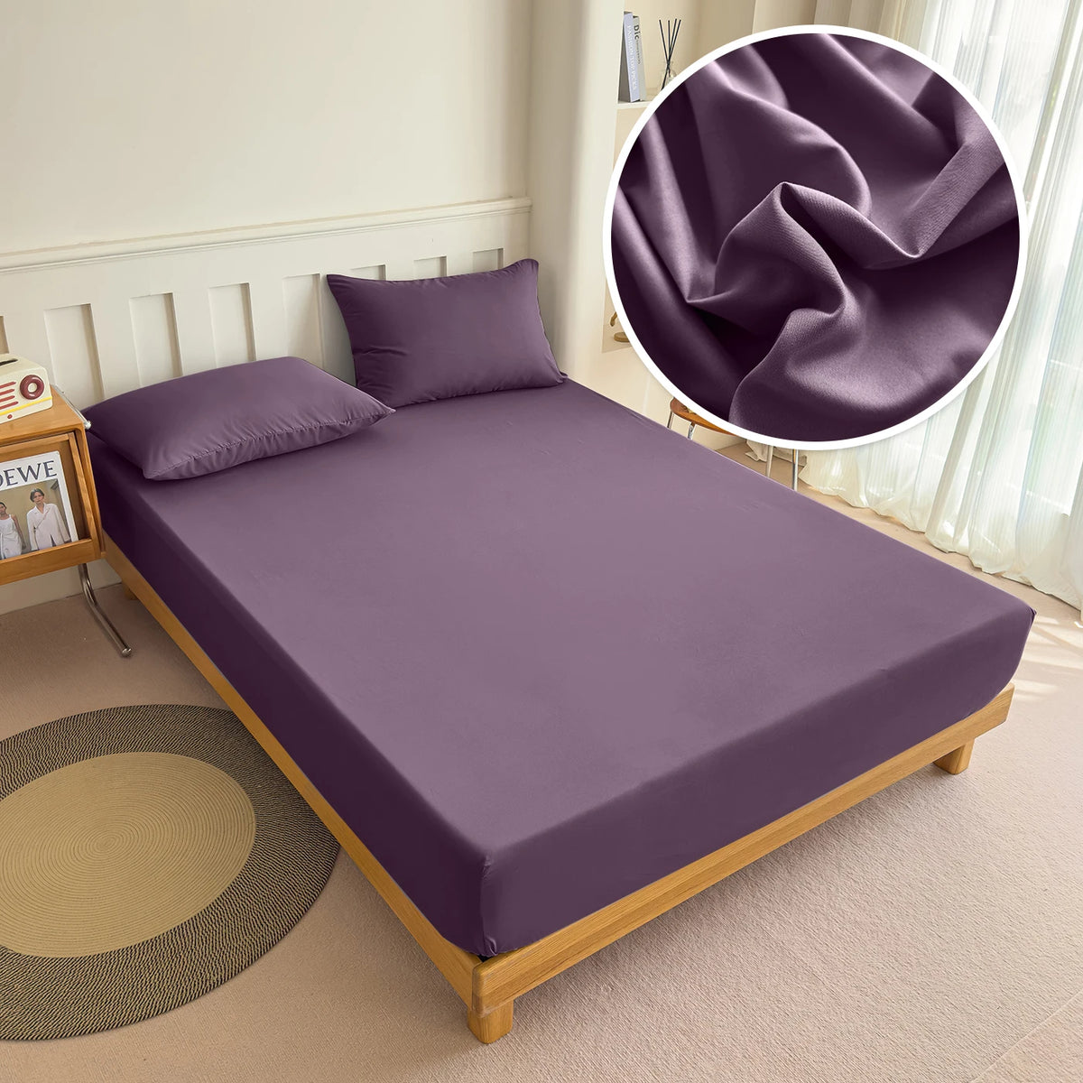 Solid Color Elastic Fitted Bed Sheet – 100% Polyester Mattress Cover, 90–180x200cm