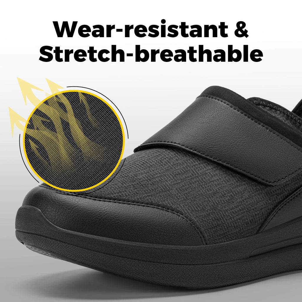 Men's Wide Diabetic Walking Shoes – Anti-Slip Easy-On Orthopedic Shoes for Elderly Foot Pain Relief & Swollen Feet