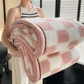 Thick Plaid Coral Fleece Blanket – Soft Warm Bed & Sofa Blanket, Home & Office, Winter