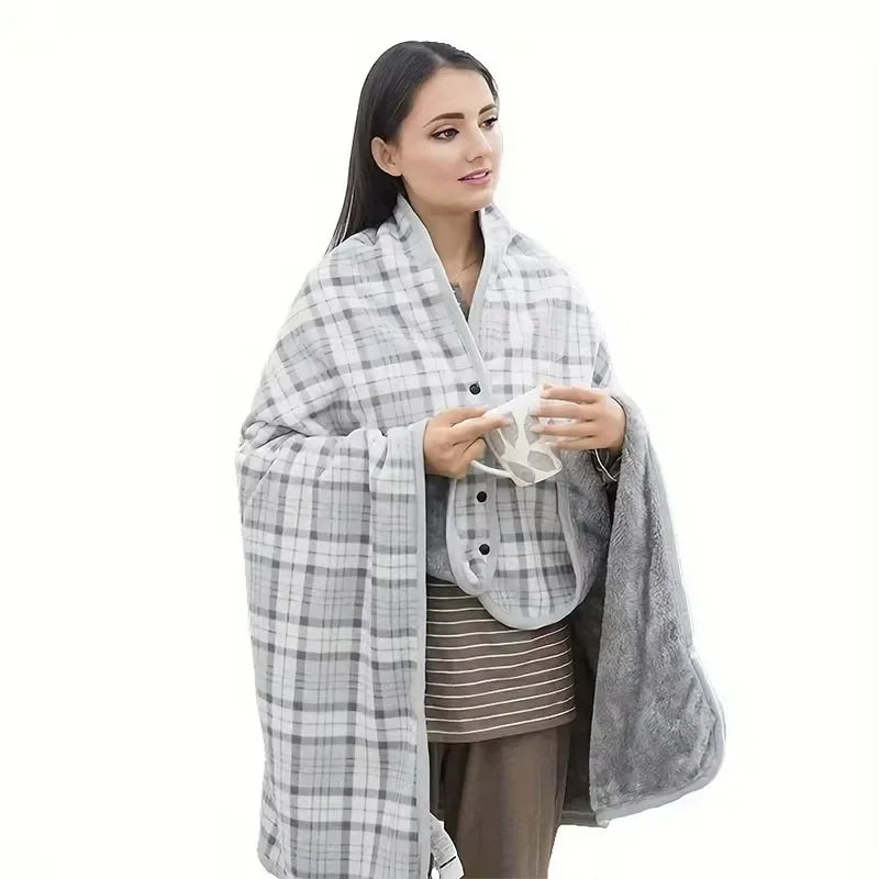 Wearable Flannel Shawl Blanket – Soft Lazy Office Warmth Wrap for Comfort & Style