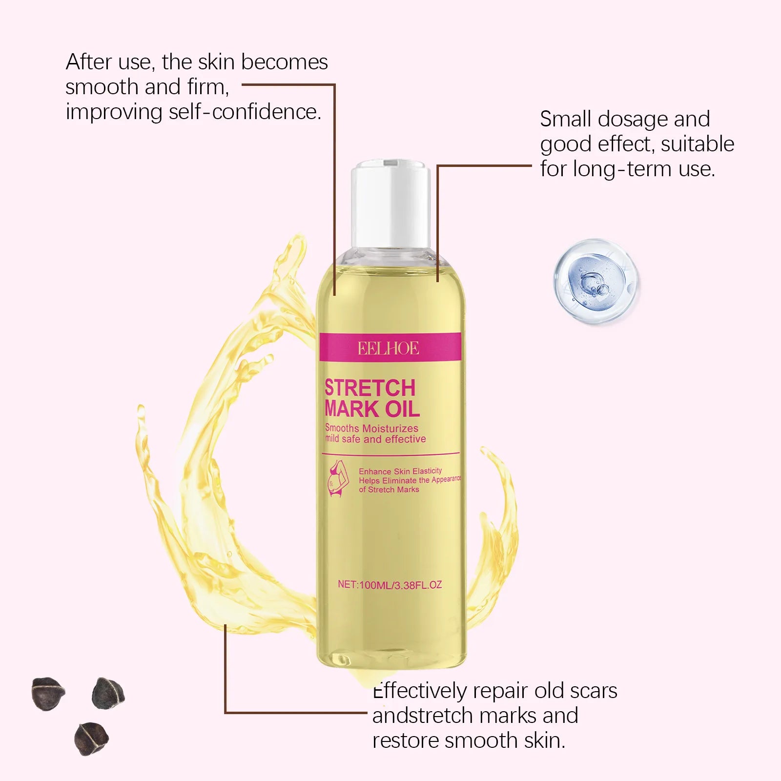 EELHOE Vitamin E Skin Care Oil — Pregnancy Stretch Mark Removal & Firming Collagen Body Oil 100ml