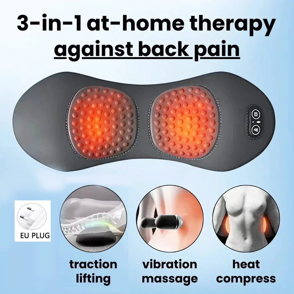 Heating Vibration Back Pillow Massager – Lumbar Support Cushion for Sleep & Maternity