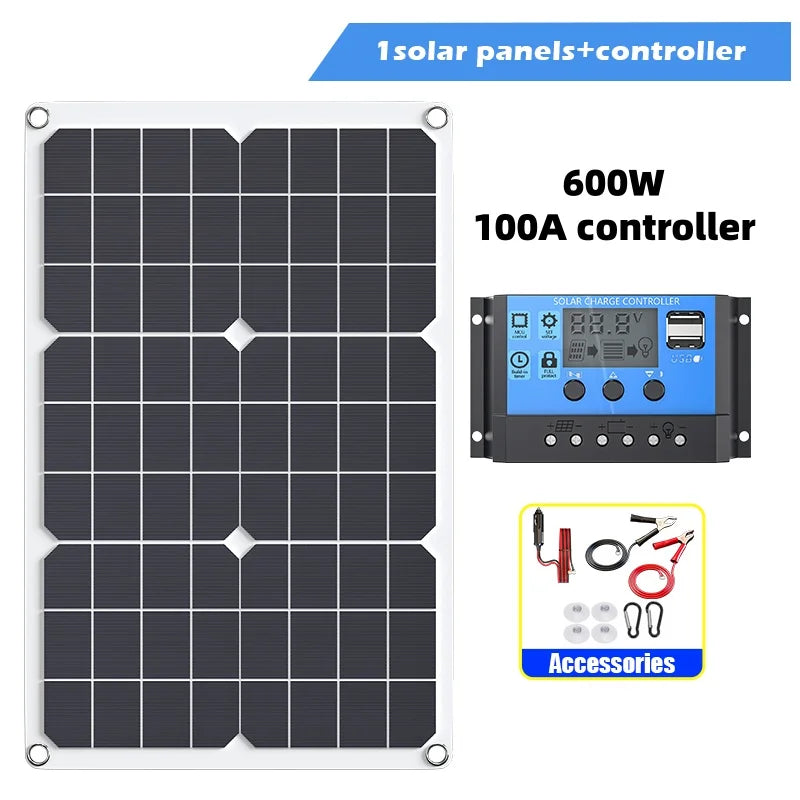 4000W Portable Solar Panel Kit – 110V/220V Inverter & 100A Controller for RV, Camping & Off-Grid