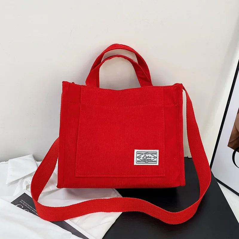 Vintage Corduroy Crossbody Tote Bag – Retro Casual Shoulder Purse for Women
