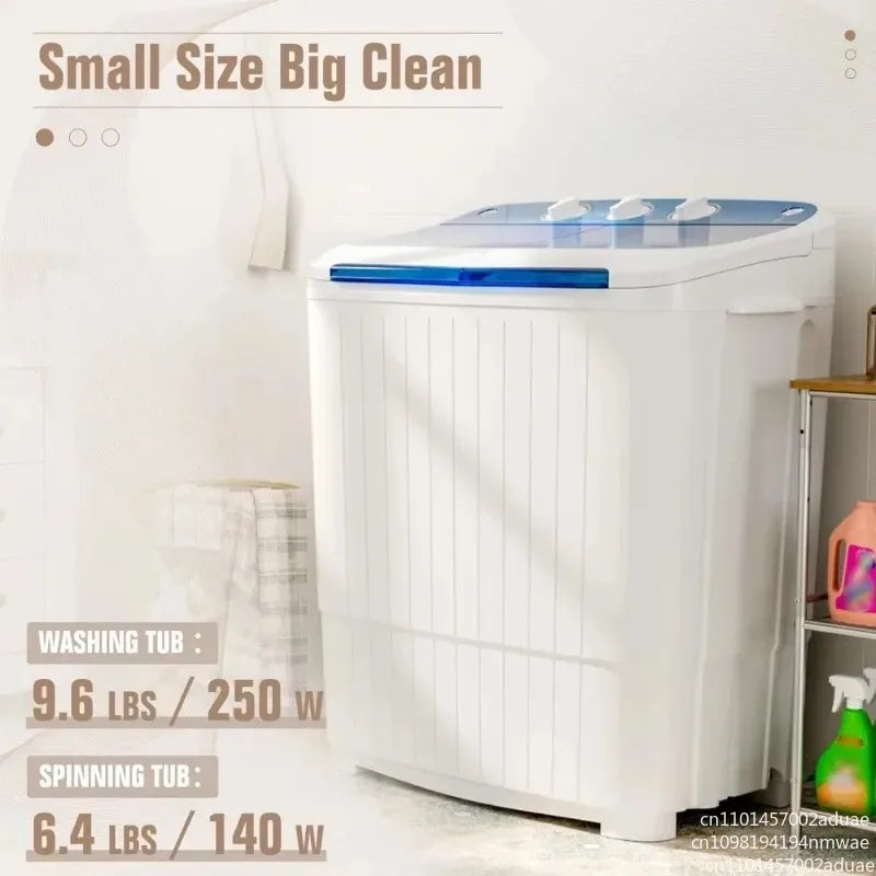 Portable Washer & Dryer Combo | 16 Lbs Twin Tub, Glass Cover, Stainless Steel Spin Tub, Apartment, Dorm, RV & Camping