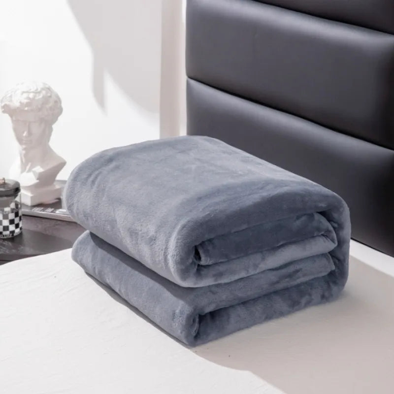 Solid Color Plush Blanket – Thick Warm Farley Fleece Multifunctional Throw, Multiple Colors