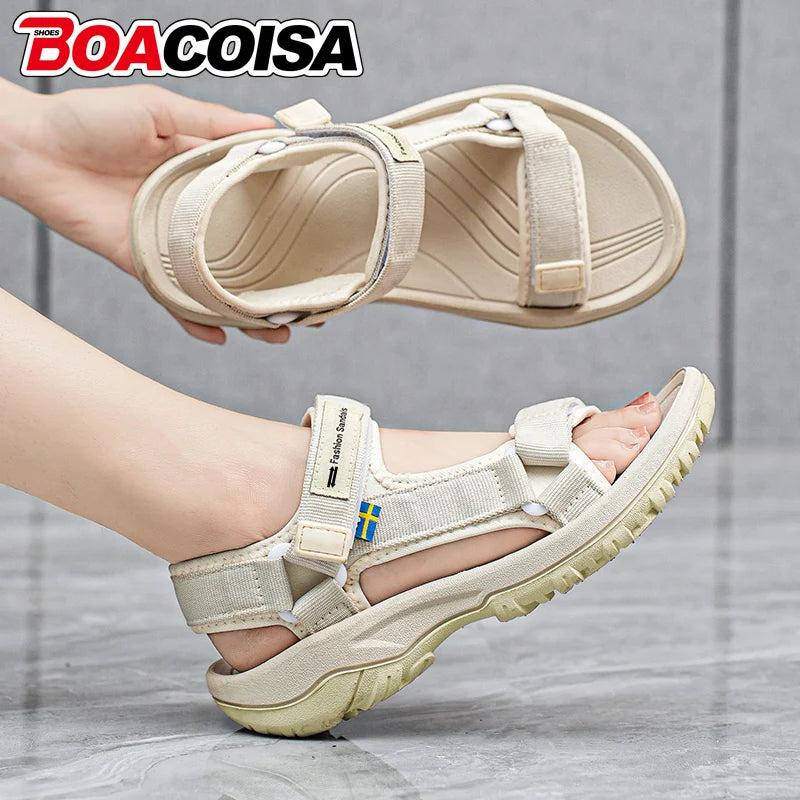 Women's Non-Slip Flat Beach Sandals – Breathable Casual Walking Shoes