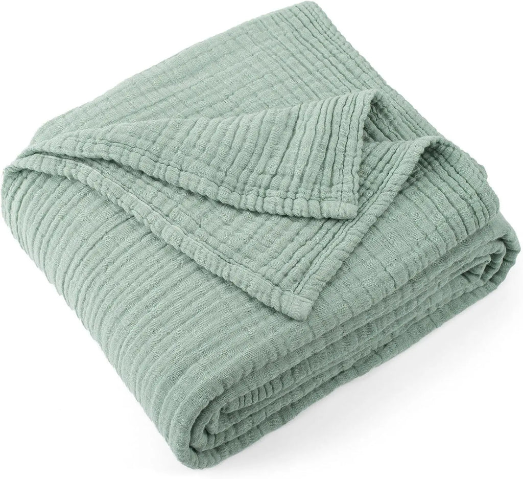 6-Layer Cotton Muslin Swaddle Blanket – Foldable Breathable Infant Wrap, Sofa Cover & Travel Blanket