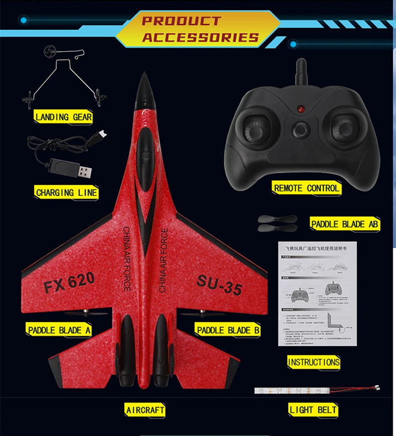 SU35 2.4G RC Foam Fighter Glider Airplane – Remote Control EPP Fixed Wing Plane